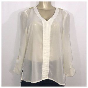 Cream Sheer Tunic Blouse Juniors Large